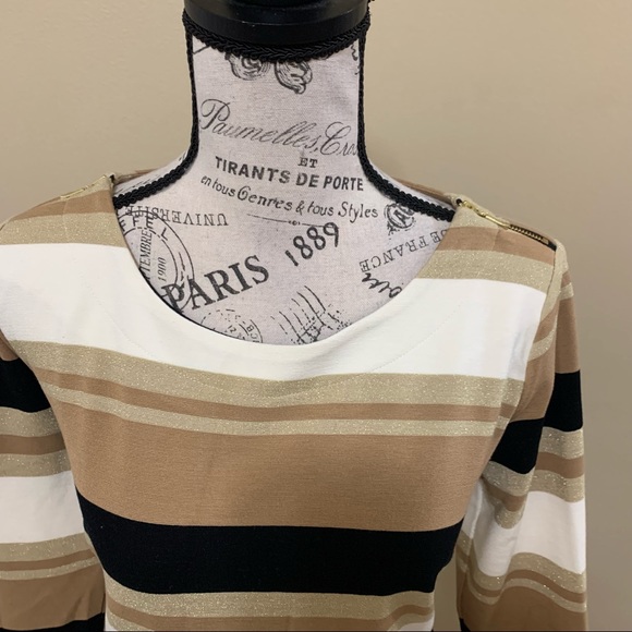 Cato Brown & White Stripe Sweater Dress Size Large - Picture 2 of 12